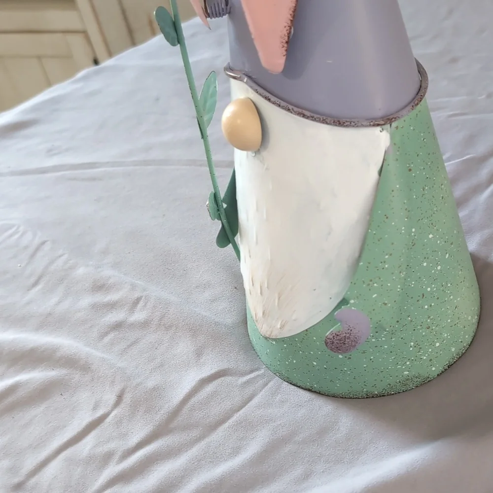 15 Inch Metal Easter Bunny Gnome With Moving Ears